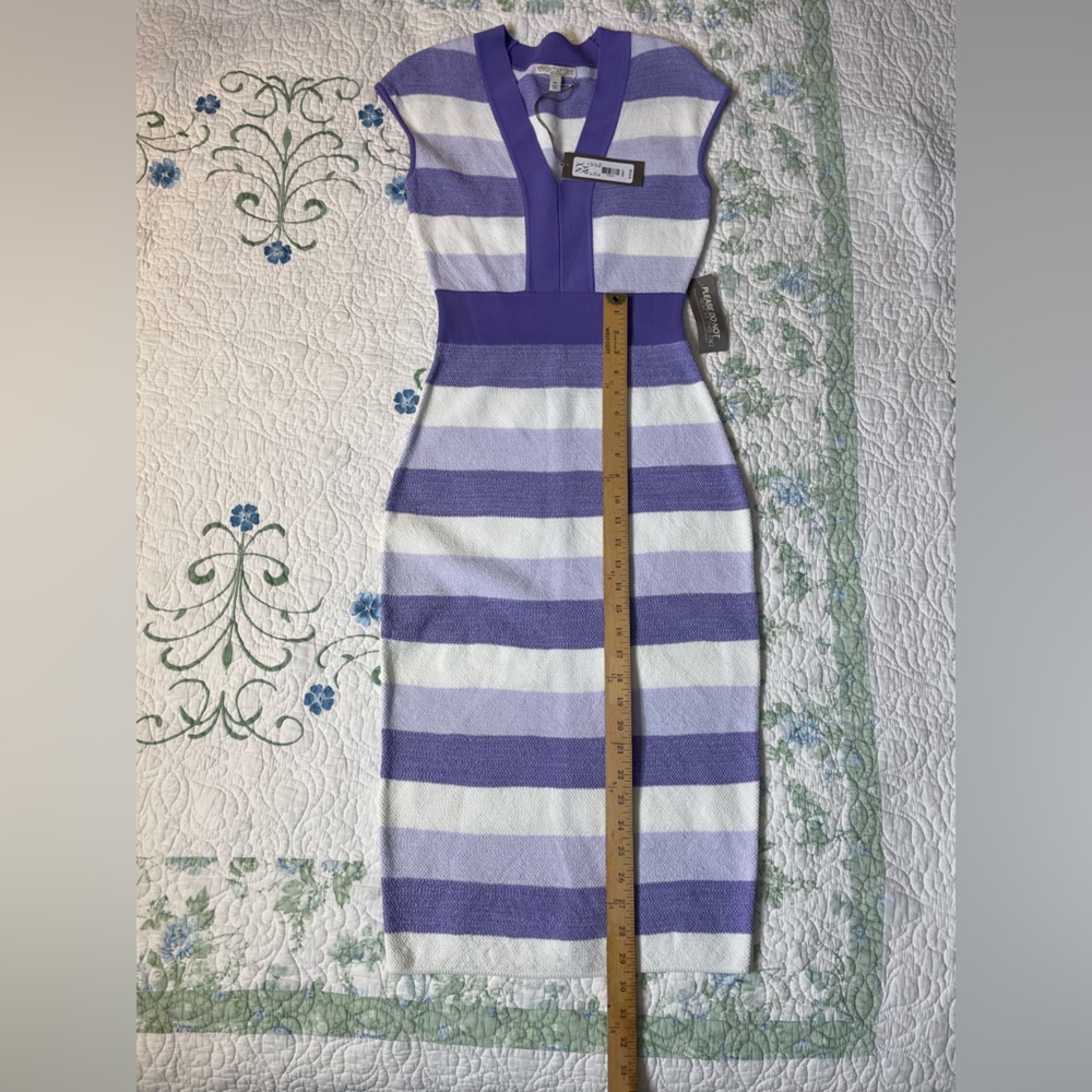 New York & Company Eva Mendes Lavender and White Knit Dress